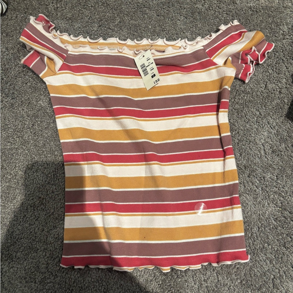 Striped Off-Shoulder Women's Top